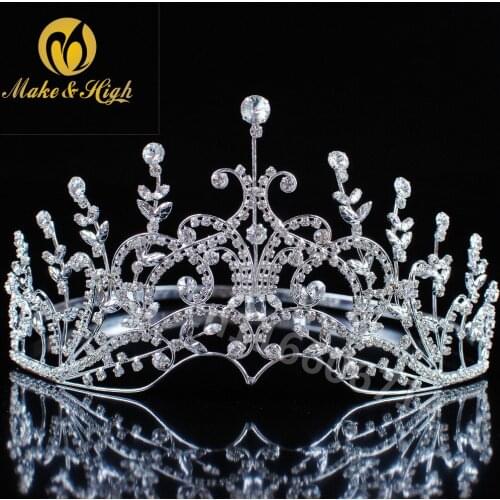 Copper Wedding Hair Accessories Full Round Bridal Tiaras Diadem Pageant Flower Crystal Crowns and Tiaras Ornaments Jewelry
