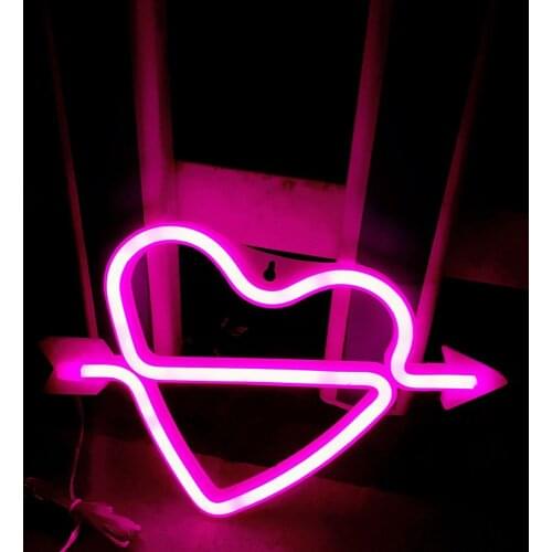 Heart Shape Sign Night Lights Battery or USB Operated Wall Lamp for Christmas Birthday Wedding Party Valentines Day