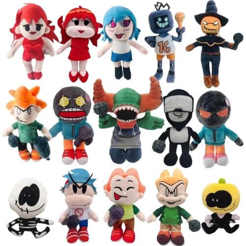 New Cute Friday Night Funkin Plush Toy Spooky Pumpkin Man Toy Skeleton Man Stuffed Plush Doll For Boy Girls for Birthday Gifts