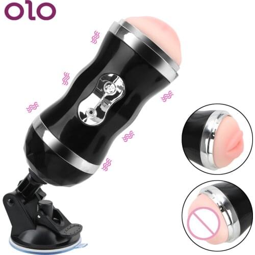 OLO Automatic Male Masturbator Vagina Vibrator Masturbation Cup Suction Cup Realistic Self Heating Real Vagina and Mouth