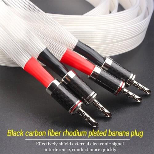 Preffair HiFi Audio Nordost Speaker Cable OCC Silver Plated Hi-end Speaker Wire Carbon Fiber Banana Plug