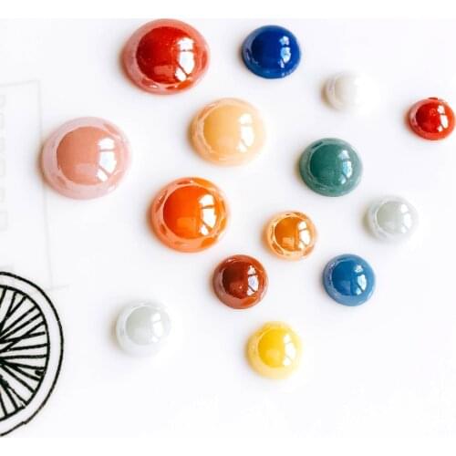 Mixed Colors Ceramics Porcelain Glass Cabochons 8/10/12/14/16mm Flat Back Cameo Stone Supplies for DIY Jewelry Finding