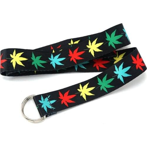 Fashion printed long canvas waist strap belt for women punk style double ring buckle female jeans trousers waistband Accesories