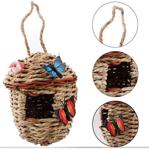 Small Birdhouses Hand Woven Basket for Outdoor Hanging Hummingbird Nesting House Nest Bird Hideaway Cage For Garden Tool