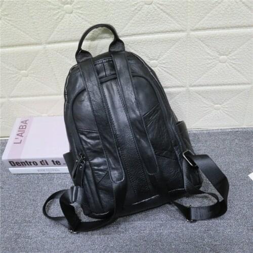 Teenager Preppy Style Girls School Bagpack Schoolbag Big Capacity Patchwork Genuine Leather Backpack Womens Outside Travel Bag