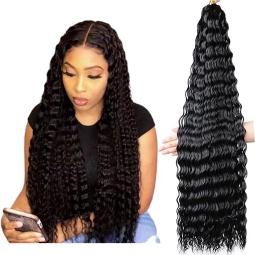 Deep Wave Synthetic Hair Crochet Ocean Wave 32 Inch Light Weight Wear Braiding Hair Extensions Hair Extension for Women
