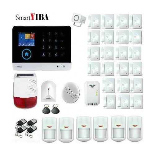 SmartYIBA Wireless SIM GSM Home RFID Burglar Security LCD Touch Keyboard WIFI GSM Alarm System Sensor kit