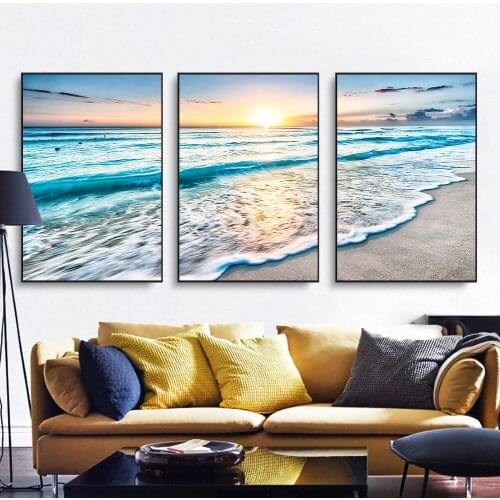 Northern European-Style Modern Minimalist Seaside Sunrise Sunshine Beach Sea Landscape Decorative Painting Frameless Painting