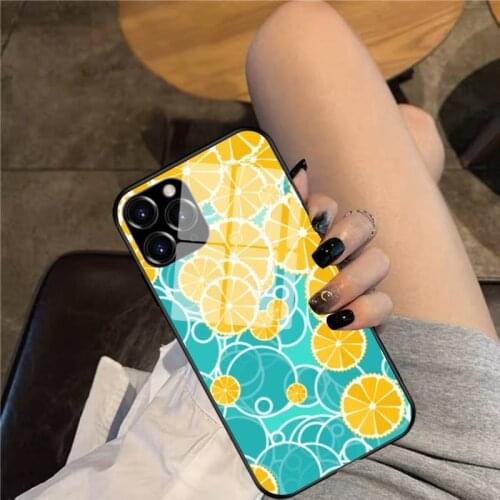 Oranges and bubbles Phone Case Glass Phone Case For iphone 12 11 Pro Max XS XR X 8 7 Plus SE2 Case