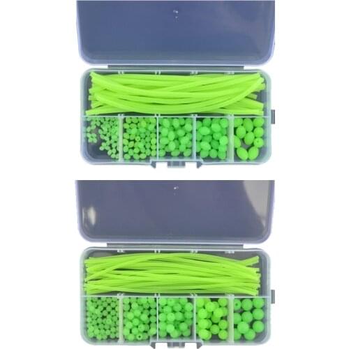 170 Pcs/Box Glow Fishing Assorted Oval Shape Beads Night Luminous Tube Tackle