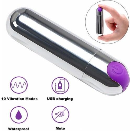 USB Recharge Strong Adult Sex Product Bullet Vibrator 10 Speed Vibrating Mini Shape Waterproof G-spot Massage Stimulator