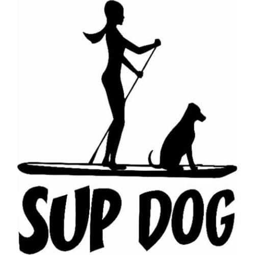 13CM*15CM Paddleboarding SUP DOG Vinyl Car Glass Bumper Window Car Sticker Black/Silver for Opel Stickers