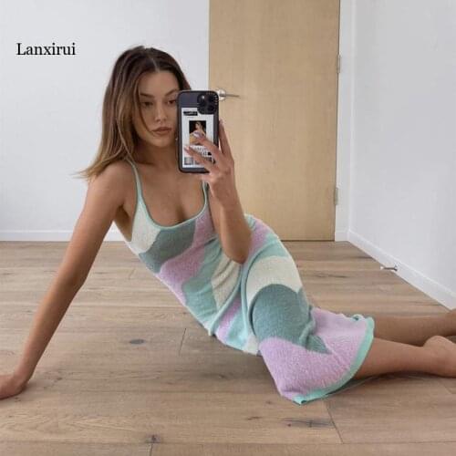 Hollow Out Knit Summer Dress Women Spaghetti Strap Sexy Bodycon Female House Of Party Dresses Sunny Beachwear Women Sundress