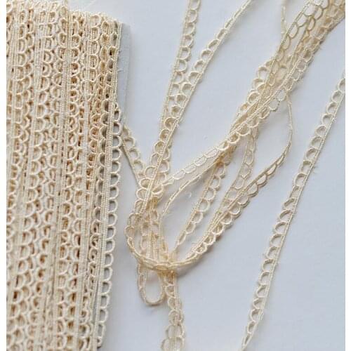 10 Meters Beige Embroidered Water Soluble Lace Ribbon for Garments Hometexile Curtain Decors DIY lace trims Accessories 6mm