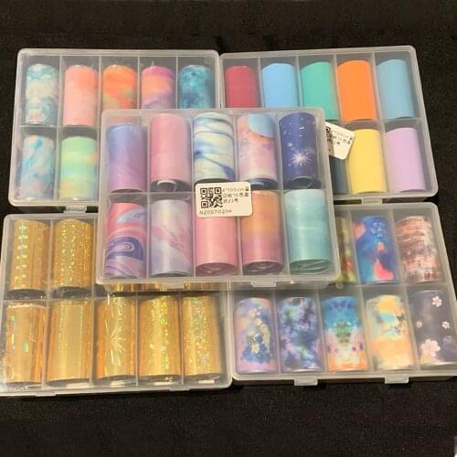 4*100cm Nail Foils Stickers Transfer Foil Starry/Lace/Flowers /SkyVarious Fluorescent Patterns Nails Accessories10 Rolls