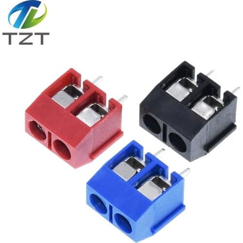 10PCS/LOT KF301-2P KF301-5.0-2P KF301 Screw 2Pin 5.0mm Straight Pin PCB Screw Terminal Block Connector Black Red and Blue