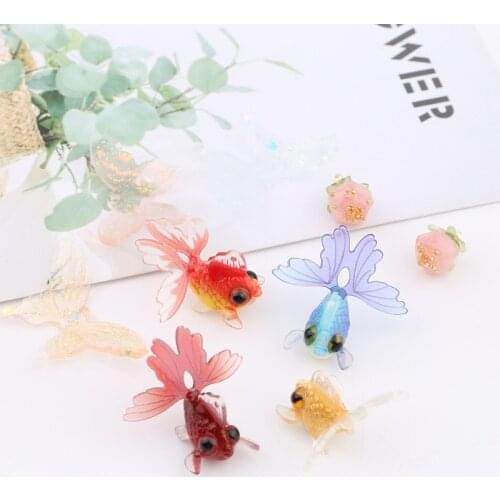 2pcs Transparent Heat Shrink Goldfish Charms Small Fish Jewelry Earrings Pendant Handmade DIY Material