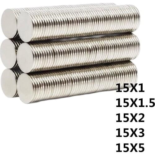 20~500Pcs N35 Round Magnet 15x1 15x1.5 15x2 15x3 15x5 Neodymium Magnet Permanent NdFeB Super Strong Powerful Magnets 15*2 15*3