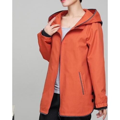 2020 spring Middle-aged Large size Loose jacket Casual Cotton Windbreaker female tops Hooded New Fashion Women IOQRCJV T18