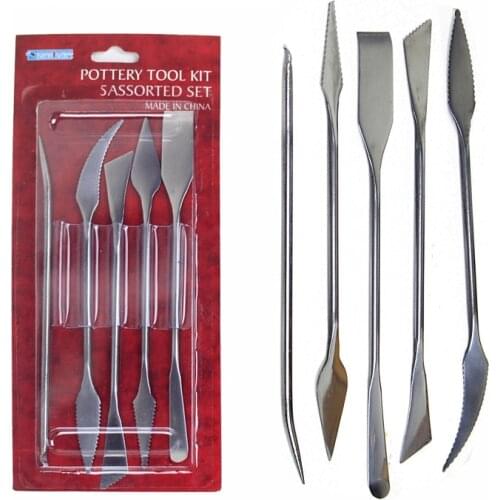 5 Pcs/set Clay Sculpting Tools Pottery Carving Tool Set Clay Color Shapers, Modeling Tools & Stainless Steel Sculpture Knife