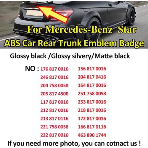 Car ABS Star Style Auto Rear Trunk Emblem Boot Badge Sticker Label for Benz A B G R E GLA CGLK GLC GLS Class