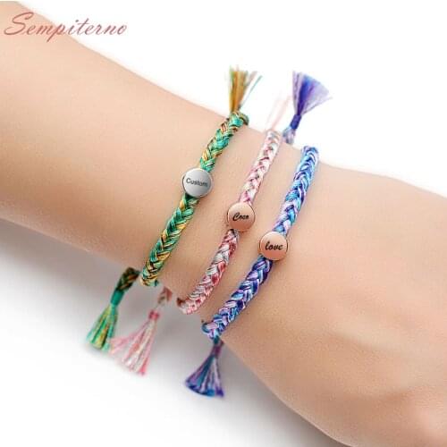 Custom Letter Bracelet Bangle For Women Adjustable 925 Silver Tibetan Thread Rope Bracelets Female Gift Pulseras Mujer