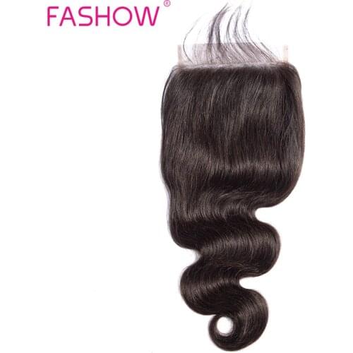 Fashow Body Wave 6x6 Closure Brazilian Human Hair 6*6 Lace Closure With Natural Hairline Bleached Knots 10" 12" 14" 16" 18" 20"