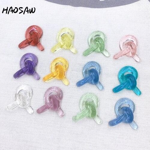 HAOSAW 26*27MM 6Pcs/Lot Hand Made/Knot/Multi Colors/Resin Beads/Transparent/DIY Jewelry Making/Earring Findings