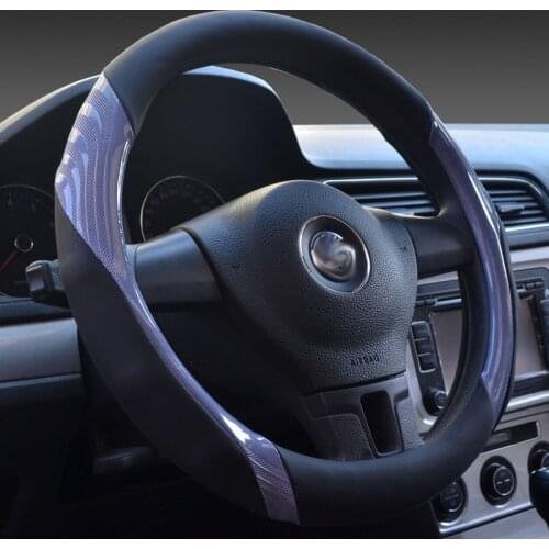 Steering Wheel Cover Splicing Leather Stitching contrast color with Anti-slip cover Style 35/36/37/38/39/40 CM For BMW AUDI KIA