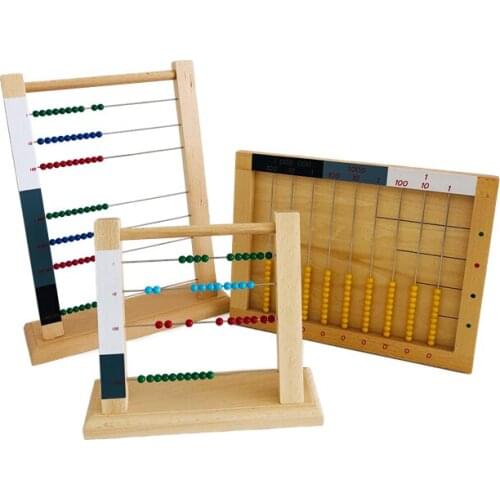 Kids Math Toy Wooden Abacus for Children Montessori Beads Frame Computing Rack Cent Ten Hundreds Housands Beads Early Learning