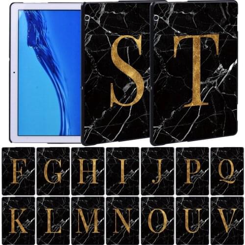 For Huawei M5 Lite 8/M5 Lite 10.1"/M5 10.8"/T5 10 10.1"/T3 8.0/T3 10 9.6" Anti-fall Black Marble Series Back Case + Pen