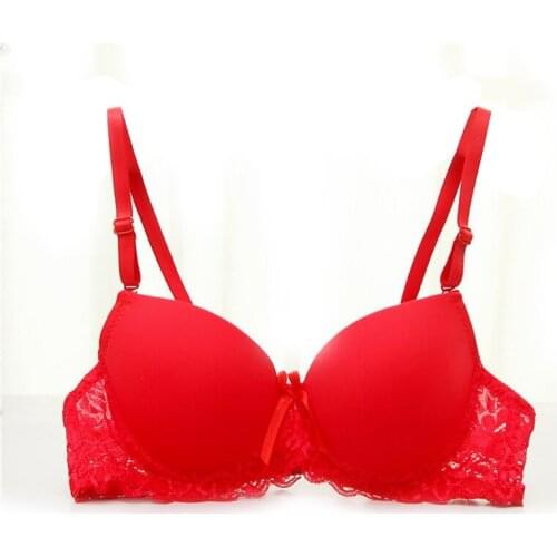 Women Elegant Sexy Lace Seamless Push Up Bra Glossy Adjustable Support Bra Sexy Lingerie Solid Color Underwear
