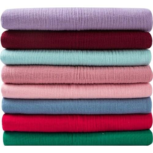Width 53'' Double Layer Pure Cotton Yarn Fabric By The Half-Meter For Leisure Wear Dresses Scarves Childrens Clothes Material