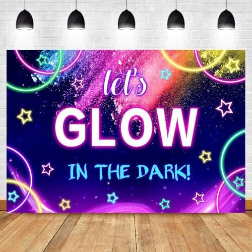 NeoBack Lets Glow Photo Backdrop In The Dark Neon crazy party Photo Props Studio Booth Background