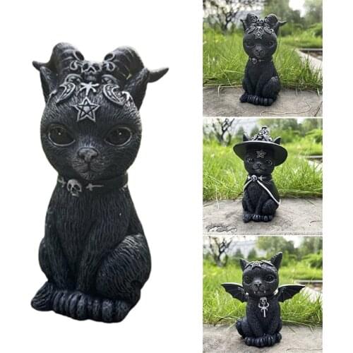 HOT Cat Halloween Lawn Resin Desktop Ornament Funny Outdoor Garden Statue Figurine Halloween Decoration