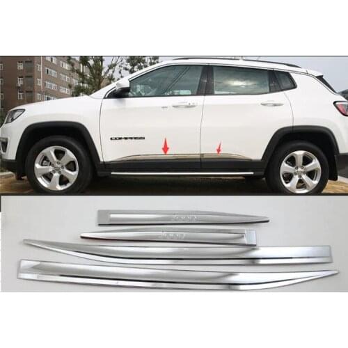 Chrome Door Body Side Molding Cover Trims Strips For 2017-2021 Jeep Compass ABS Decoration Style New