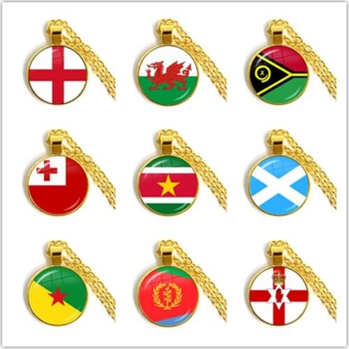 Ireland, Wales, Vanuatu, Tonga, Suriname, Scotland, French Guiana, Eritrea, Northern Ireland Nation Flag Pendant Necklace Gift