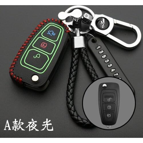Leather Car Remote Key Cover Case For Ford Focus 3 4 ST RS Mondeo MK3 MK4 Fiesta Fusion Kuga 2013 2014 2015 2017 2018 2019