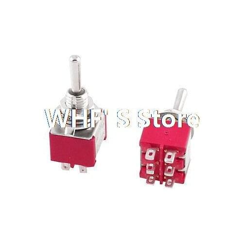 Red 5A/120VAC 2A/250VAC Toggle Switches 3 Position DPDT 2 Pcs
