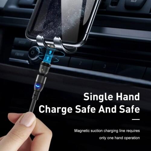 Magnetic Mobile Phone Cables Type C Android 540 Degree Rotation Phone Charging Cable With LED Light Mobile Phone Accessories