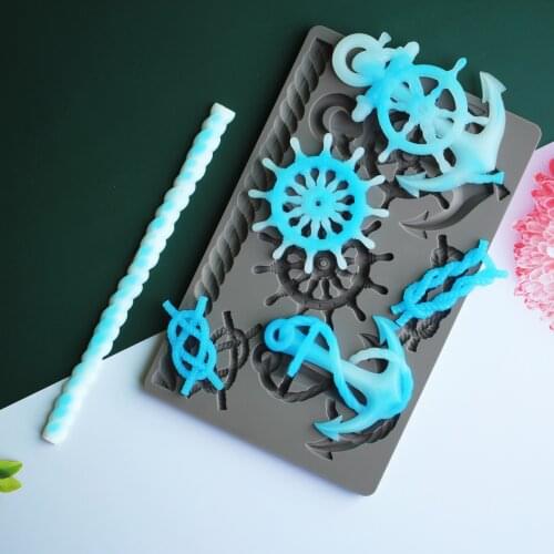 Mariners Voyage Anchor，Rudder Silicone Mold Fondant Cake Decoration Mold Sugarcraft Chocolate Kitchen Baking Tool Gumpaste Form
