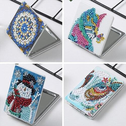 Mini Makeup Mirror DIY Special Shaped Diamond Painting Ultra-thin Makeup Mirror Double-sided drill Handmade Christmas Gifts