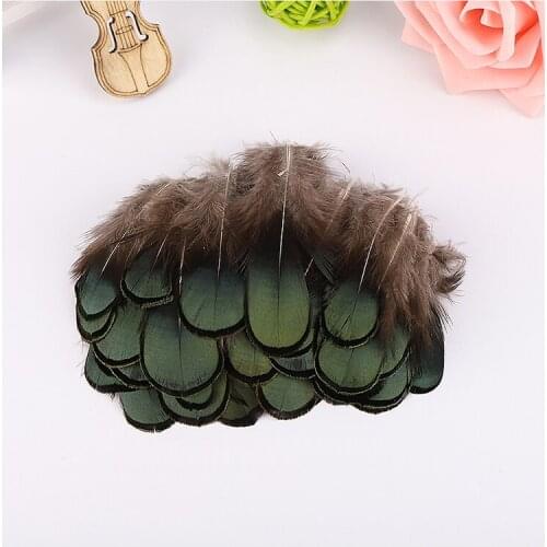 Natural Green Iridescent Jewelry Accessories Party Decor Plumage Trim 5-8cm Copper chicken Plume green feather material