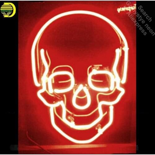 Skull Neon Sign Red color neon bulb Sign Real Glass Tube neon lights Recreation club Pub Iconic Sign Advertise personalized