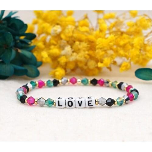 Go2Boho 2021 New Colorful Crystal Beads Bracelets Beaded Braclets LOVE Letter Womens Bracelet Femme Fashion Beach Jewelry