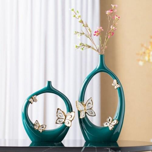 Simple Ceramic Vase Artificial Flower Arrangements Ornaments Home room Desk Furnishing Craft Office Table Figurines Decoration