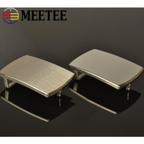 Meetee 40MM Pure Stainless Steel Smooth Belt Buckles Canvas Belts for Men Leisure DIY Leather Craft Jeans Accessories AP365