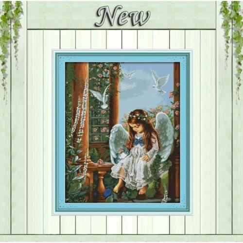Love angel girl garden paintings home Decor counted printed on canvas DMC 11CT 14CT kits Cross Stitch embroidery needlework Sets
