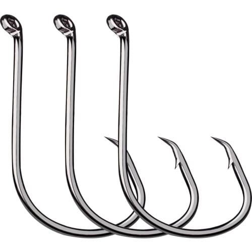 10PCS/LOT Barbed Fishing Single Hook 1/0-8/0# Carp Barbed Stainless Steel FishHook With Eye Carp Catfish for bass big fish
