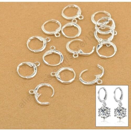 Hoop Drop Earrings Jewelry Findings 20PCS(10Pair) 925 Sterling Silver Leverback Ear Earwires 12MM
